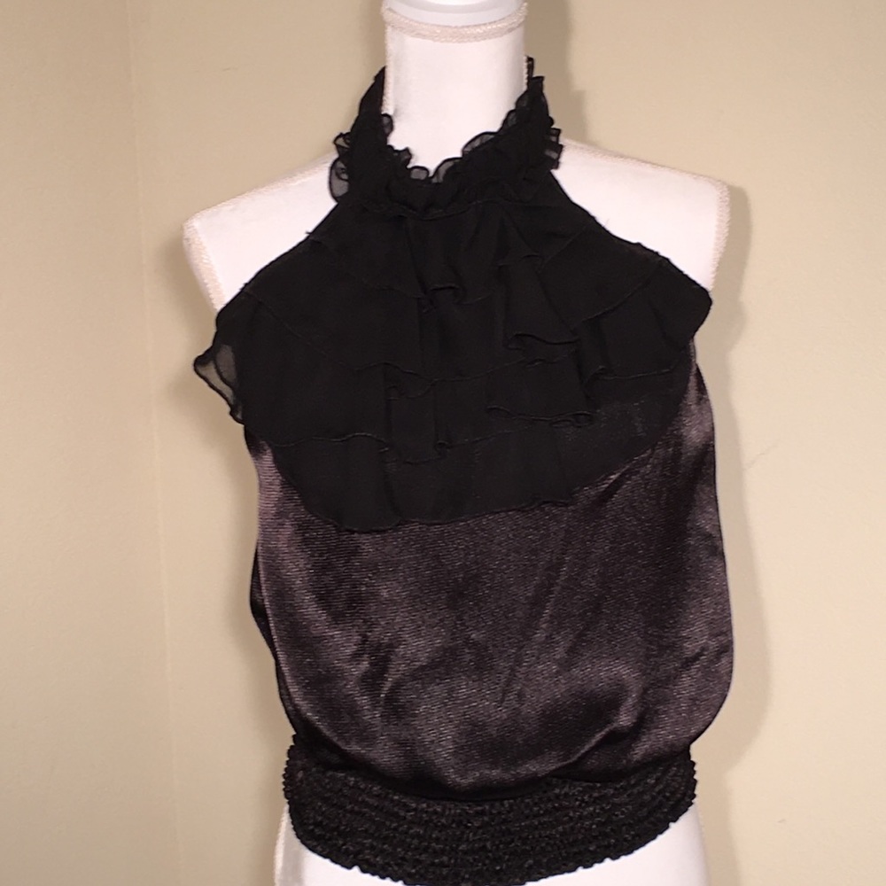Paper tee Backless Tube Top w Ruffles @ collar MED